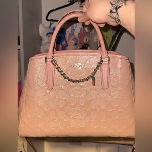 Coach Blush Pink Glitter Embossed Satchel
